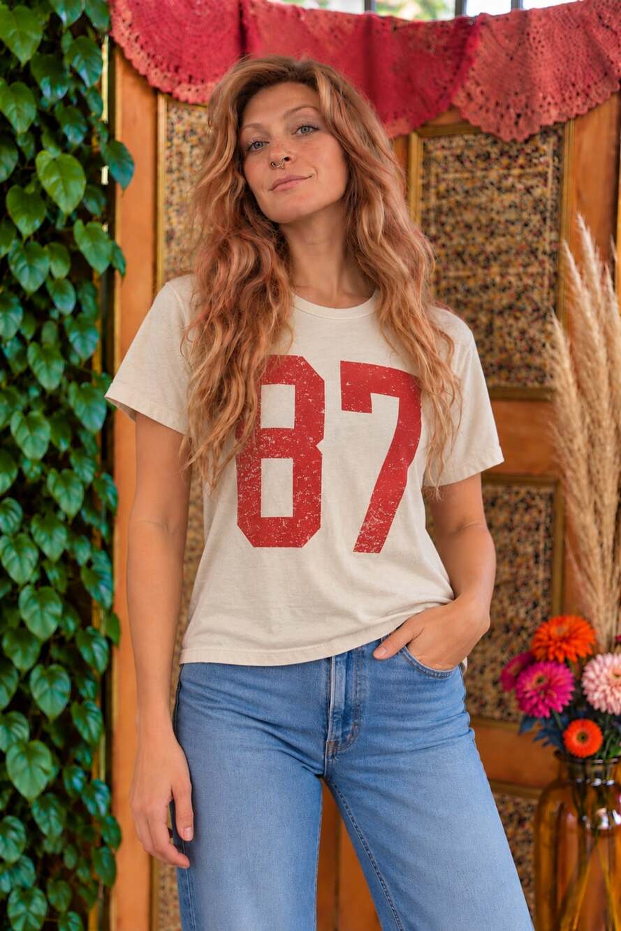 Grayson Threads Graphic Tee Size XXS Number 87 Beige Red